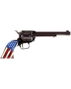 Heritage Mfg RR22B6US06 Rough Rider22 LR 6rd 6.50" Black Oxide Alloy Steel Barrel &amp; Cylinder, Black Oxide Zinc Alloy Frame, Distressed USA Flag Polymer Grip, Manual Safety, Exposed Hammer