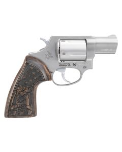 Taurus 2605029US1 605Small Frame 357 Mag/38 Special +P 5rd 2" Matte Stainless Steel Barrel, Cylinder &amp; Frame, Engraved USA Flag Walnut Grip, Transfer Bar Safety