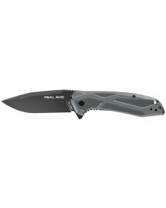 Real Avid AVRAV2 RAV-23.25" Folding Drop Point Plain Black Oxide 8Cr13MoV SS Blade, Aluminum Handle, Clamshell Pkg