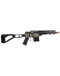 Q LLC MINIFIX300BLK8PST Mini Fix300 Blackout 30+1 8" Black Anodized Tapered Threaded Barrel, Q-Sert Free-Float Handguards, Picatinny Rail Receiver, Black SBA3 Brace, Black Polymer Grips