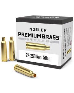 Nosler 10065 Premium Brass Unprimed Cases 22-250Rem Rifle Brass 50/Box