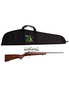 Crickett KSA2238BSC My First Rifle Package 22 S/L/LR Single Shot 16.10" Stainless Steel Barrel &amp; Receiver, American Walnut Fixed Stock, 4x32 Scope