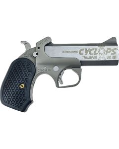Bond Arms BACY Cyclops Thumper 50 AE 1rd Shot 4.25" Black/SS Barrel, Black Rough &amp; Tumble Frame, Black B6 Resin Grips