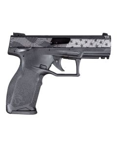 Taurus 1-TX2214110US1 TX22Full Size Frame 22 LR 10+1 4.10" Matte Black Alloy Steel Barrel, Matte Black w/Stars &amp; Stripes Serrated Slide, Black Polymer Frame w/Picatinny Rail, Textured Grip