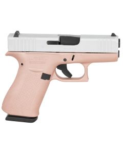 Glock UX4350204RGFCSS G43Sub-Compact Frame 9mm Luger 10+1 3.41" Black GMB Barrel, Crushed Silver Serrated Steel Slide, Rose Gold Polymer Frame w/Beavertail, Textured Polymer Grip, Ambidextrous