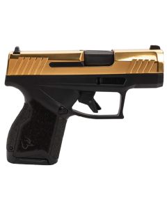 Taurus 1-GX4M931-10G GX4Micro-Compact Frame 9mm Luger 10+1 3.06" Satin Black DLC Stainless Steel Barrel, Gold PVD Serrated Alloy Steel Slide,Matte Black Stainless Steel Frame, Textured Grip