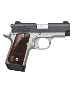 Kimber Mfg, Inc 3300099 Micro 9 Two-Tone Micro Frame 9mm Luger 7+1 3.15" Stainless Match Grade Barrel, Matte Black Serrated Steel Slide, Satin Silver Aluminum Frame w/Beavertail, Rosewood Grip