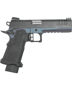Great Lakes Firearms GL1911DS9FSSBLU 1911 DS Synergy 9mm Luger 20+1 5" Optic Cut/Serrated Cerakote Black Molded Grip Blue Titanium Frame