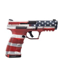 Dickinson LLC RA9US RA99mm Luger 17+1 4.25" Black Steel Barrel, American Flag Cerakote Serrated Aluminum Slide, American Flag Polymer Frame w/Accessory Rail