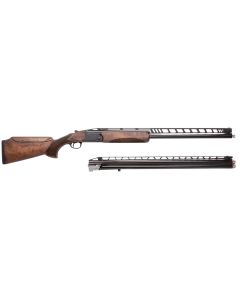 Charles Daly 930410 202 Unsingle Combo 12 Gauge Break Open 2.75" 2rd 32" Black Over/Under Vent Rib Barrel, Black Steel Receiver, Adj Cheek Riser Walnut Wood Stock