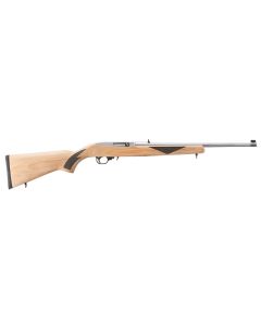 Ruger 31229 10/22 Sporter 22 LR 10+1 18.50" Clear Satin Stainless Steel Barrel, Natural w/Black Checkering Wood Stock