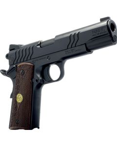 Dickinson LLC DCKSN45BS 1911 Adam 45 ACP 8+1 5" Black Steel Barrel, Shiny Black Serrated Aluminum Slide &amp; Steel Frame, Wood Grip