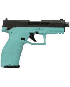 Taurus 1-2TX22141C-10 2TXFull Size Frame 22 LR 10+1 4.60" Matte Black Threaded Barrel, Black Anodized Serrated Slide, Matte Cyan Polymer Frame w/Picatinny Rail, Textured Grip