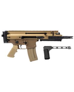 FN 38101883 SCAR 15P 5.56x45mm 30+1 7.50" Black Steel Barrel, Flat Dark Earth Anodized Picatinny Rail Aluminum Receiver, SB Tactical Brace, Ambidextrous