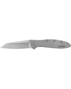 Kershaw 1660R Leek Random EDC 3" Folding Reverse Tanto Plain Bead Blasted 14C28N Steel Blade, Silver Stainless Steel Handle