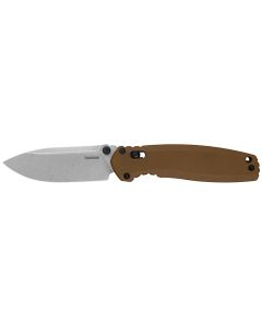 Kershaw 2052 Broadside3.50" Folding Spear Point Plain Stonewashed D2 Steel Blade, Brown G10 Handle