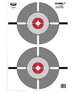 Birchwood Casey BC-37207 EZE-ScorerDouble Bullseye Hanging Paper 12" x 18" Gray/Red 10 Pack