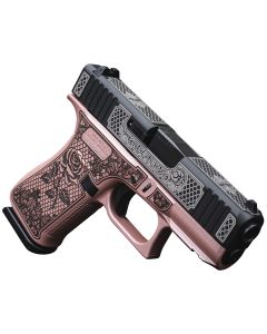 Glock UX4350204FRNGLRG G43XSub-Compact Frame 9mm 10+1 3.41" Black GMB Barrel Black w/White Scroll Cerakote, Serrated Steel Slide Rose Gold Lace w/Rose Cerakote Polymer Frame &amp; Grip