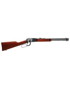 Rossi RL22181WD-EN22 Rio Bravo22 LR 15+1 18" Black Polished Alloy Steel Barrel, Black Engraved w/Flag &amp; Eagle Alloy Steel Receiver, Hardwood Fixed Stock, Right Hand