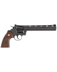Colt Mfg PYTHONBP8WTS Python357 Mag 6 Shot 8" Blued Carbon Steel Vent Rib Barrel, Cylinder &amp; Frame, Wood Grip, Exposed Hammer