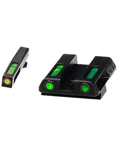 HiViz GLN521 LiteWave H3 Fiber-Optic Sight Set Green Fiber Optic/Orange Outline w/ Litepipes Green Fits Glock 42, 43, 43X, 48