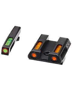 HiViz GLN621 LiteWave H3 Fiber-Optic Sight Set Green Tritium/Orange Outline w/Litepipes Orange Fits Glock 42, 43, 43X, 48