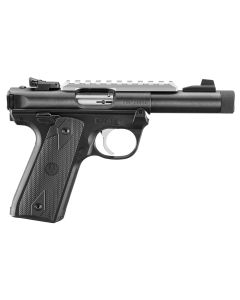 Ruger 40190 Mark IV 22/45 22 LR 10+1 4.40" Stainless Threaded Bull Barrel, Black Picatinny Rail Receiver, Black Polymer Frame, Black Checkered Polymer Grip