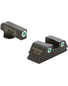 AmeriGlo GL430 Classic Tritium Sight Set for GlockGreen Tritium White Outline Front Sight-Green Tritium White Outline Rear Sight