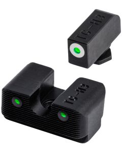 TruGlo TG231G1W Tritium ProLow, White Outline Tritium Front/Green Tritium Rear/Black Nitride Fortress Frame, Compatible w/Most Glock Except MOS, Front Post/Rear Dovetail Mount