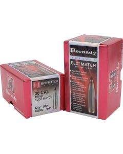 Hornady 30506 ELD Match30 Cal .308 168 gr Extremely Low Drag Match 100 Per Box/ 15 Case