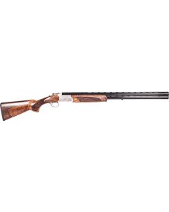 ATI ATIGKOF12SVE Cavalry SVE 12 Gauge 3" 2rd 28" Blued O/U Barrel, Silver Engraved Metal Finish, Oiled Turkish Walnut Stock, Ejector, 5 Chokes