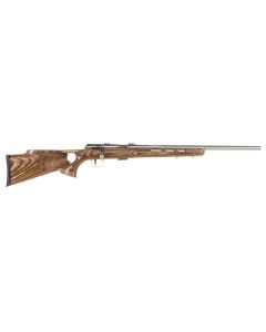 Savage Arms 96200 93R17 BTVSS Full Size 17 HMR 5+1 21" Satin Heavy Button Rifled Barrel, Satin Drilled &amp; Tapped Stainless Steel Receiver, Natural Brown Thumbhole Laminate Stock, Right Hand