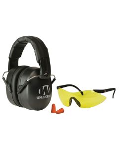 Walker's GWPFM3GFP EXT Range Shooting Muff Combo Kit Includes Foam Ear Plugs, 31 db Over the Head Shooting Muff, Sport Glasses w/Polycarbonate Lens