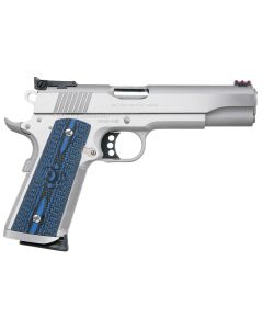 Colt Mfg O5072XE Gold Cup Trophy 9mm Luger 9+1 5" Steel Barrel,Stainless Steel Serrated Slide &amp; Frame w/Beavertail, Competition Blue G10 Grips, Ambidextrous