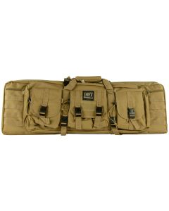 Bulldog BDT6037T BDT Tactical Double 37" Tan Nylon, 3 Accessory Pockets, Deluxe Padded Backstraps Lockable Zippers, Padded Internal Divider