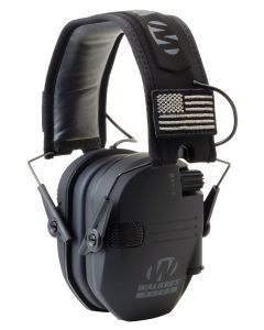Walker's GWPRSEMPAT Razor Patriot Slim Electronic Muff 23 dB Over the Head Black w/Flag Patch Polymer
