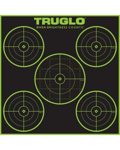TruGlo TG11A12 Tru-See 5-Bull Target Self-Adhesive Heavy Paper Black/Green 12"x12" 5-Bullseye 12 Pack
