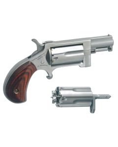 North American Arms SWC Sidewinder22 LR or 22 WMR Caliber with 1.50" Barrel, 5rd Capacity Cylinder, Overall Stainless Steel Finish &amp; Rosewood Birdshead Grip Includes Cylinder