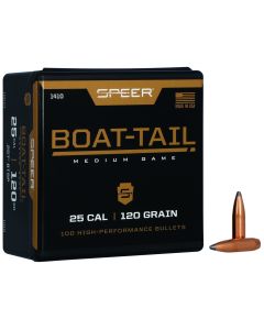 Speer 1410 Boat-Tail25Cal 120gr Jacketed Soft Point Boat Tail 100 Per Box/5 Case
