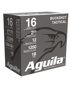 Aguila 1C1601BA Buckshot High Velocity 16Gauge 2.75" 1 1/8oz 1Buck Shot 25 Per Box/10 Case
