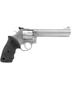 Taurus 2660069 6638 Special +P or 357 Mag 7 Shot 6" Barrel, Overall Matte Finish Stainless Steel, Finger Grooved Black Rubber Grip, Adjustable Rear Sight
