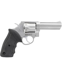 Taurus 2650049 65Medium Frame 357 Mag/38 Special +P 6rd 4" Matte Stainless Steel Barrel, Cylinder &amp; Frame, Fixed Sights, Black Soft Rubber Finger Groove Grip, Transfer Bar Safety, Exposed Hammer