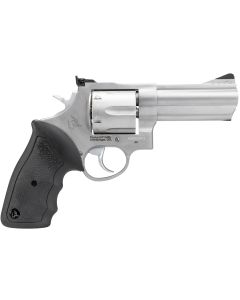 Taurus 2440049 44Large Frame 44 Rem Mag 6rd 4" Matte Stainless Steel Ported Barrel, Matte Stainless Cylinder &amp; Frame, Black Finger Groove Rubber Grip Transfer Bar Safety Exposed Hammer