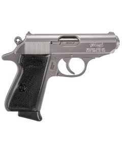 Walther Arms 4796004 PPK/S380 ACP 7+1 3.30" Stainless Steel Barrel, Stainless Steel Serrated Zinc Alloy Slide, Stainless Aluminum Frame w/Beavertail, Black Polymer Grip, Manual Thumb Safety