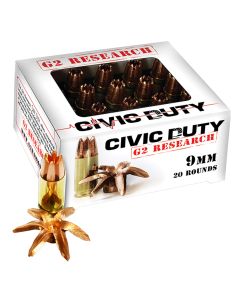 G2 Research G00602 Civic Duty9mmLuger 96gr Copper Expansion Projectile 20 Per Box/25 Case