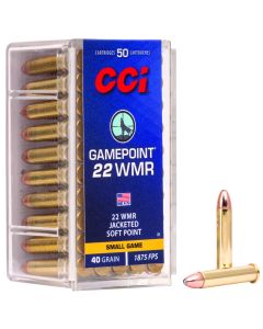 CCI 0022 Gamepoint Rimfire 22WMR 40gr Jacketed Soft Point 50 Per Box/40 Case