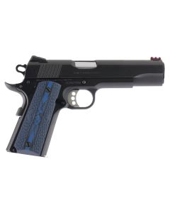 Colt Mfg O1970CCS Competition Government 45 ACP 8+1 5" Stainless National Match Barrel, Blued Serrated Carbon Steel Slide &amp; Frame w/Beavertail, Blue Scalloped G10 Grip, Ambidextrous