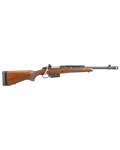 Ruger 6837 Scout450 Bushmaster 4+1 16.10" Barrel With Hybrid Muzzle Brake, Matte Black Alloy Steel, American WalnutStock, Optics Ready