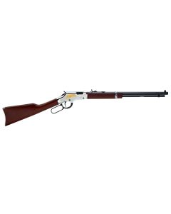 Henry H004GE Golden EagleFull Size 22 Short, 22 Long, 22 LR, 16 LR/21 Short 20" Blued Octagon Barrel, Nickel-Plated Metal Finish, American Walnut Stock Right Hand