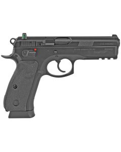 CZ-USA 01152 CZ 75 SP-01 Full Size Frame 9mm Luger 10+1 4.60" Black Steel Barrel, Black Serrated Steel Slide, Black Polycoat Steel Frame w/Beavertail &amp; Picatinny Rail, Black Rubber Grip